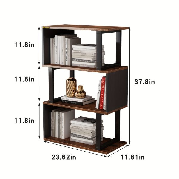 07f71217-4ea0-4cb7-95b5-a078015b10de-1 4-Tier Rustic Vintage Bookshelf - Sturdy Metal & Wood Etagere, Spacious Open Shelves, Distinctive Retro Brown Finish, Perfect for Industrial-Chic Decor