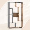 TANGKULA 47-Inch Tall Bookshelf Modern Geometric Bookcase with Open Shelves for Home