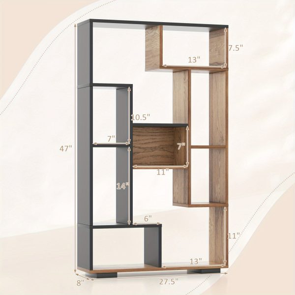 TANGKULA 47-Inch Tall Bookshelf Modern Geometric Bookcase with Open Shelves for Home