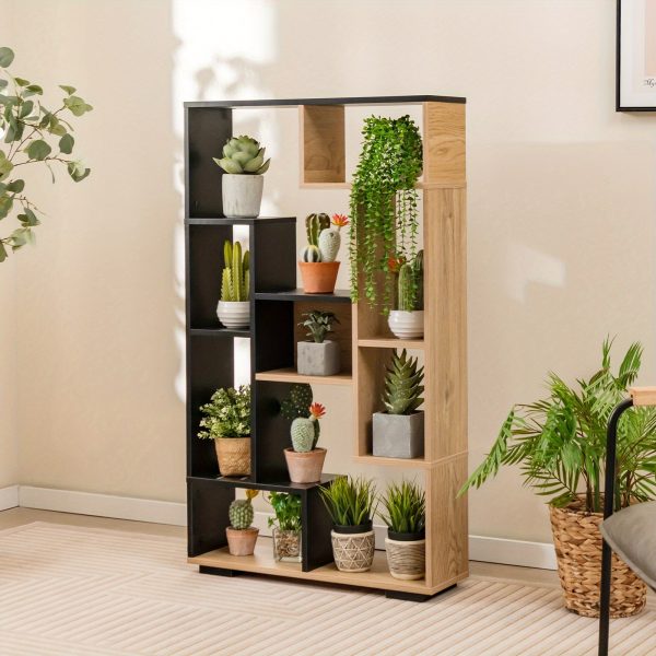TANGKULA 47-Inch Tall Bookshelf Modern Geometric Bookcase with Open Shelves for Home