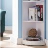 1pc   White Corner Bookcase Display Cabinet with Five Shelves, Curved Front Design, 10lb Max Weight per Shelf
