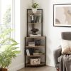 6-Tier Corner Open Shelf Modern Bookcase Wood Rack Freestanding Shelving Unit Plant Album Trinket Sturdy Stand Small Bookshelf Space-Saving for Living Room Home Office Kitchen Small Space Rustic Brown