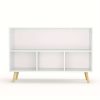 1pc Collapsible Fabric Drawer Bookcase - Stylish Book & Toy Storage Organizer - Space-Saving Design, White/Gray for Home or Kids Room