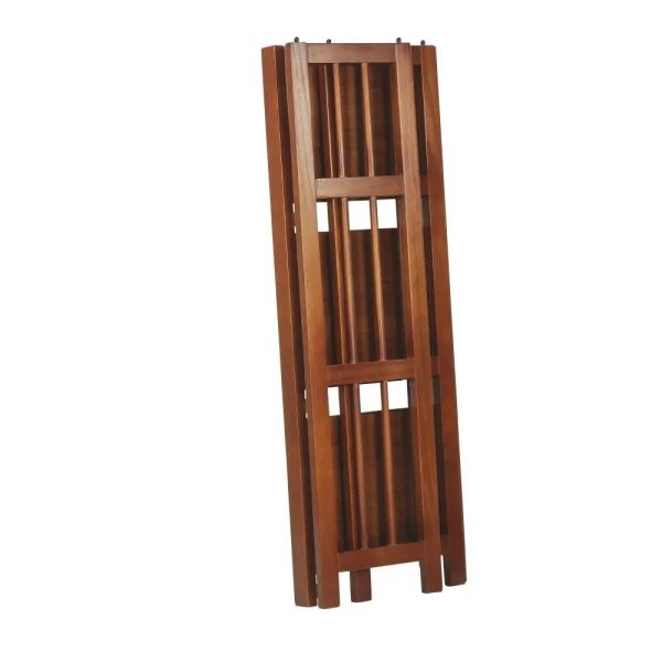 3 Shelf 14 Inch Folding Office Furniture Wood Bookcase, Mahogany Storage Organizer Bookshelf Home