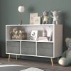 1pc Collapsible Fabric Drawer Bookcase - Stylish Book & Toy Storage Organizer - Space-Saving Design, White/Gray for Home or Kids Room