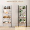 4-Tier Ladder Bookshelf, Industrial Ladder Bookcase, Plant Shelf, Storage Shelf Organizer with Metal Frame for Living Room, Home