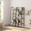 4-Tier Ladder Bookshelf, Industrial Ladder Bookcase, Plant Shelf, Storage Shelf Organizer with Metal Frame for Living Room, Home