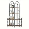 4-storey corner bookshelf stand storage shelf Modern black bookcase ladder standing shelf display shelf plant shelf,