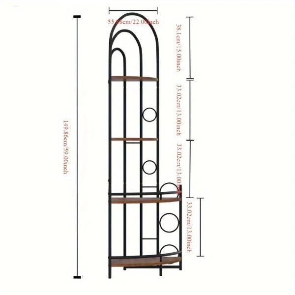 4-storey corner bookshelf stand storage shelf Modern black bookcase ladder standing shelf display shelf plant shelf,