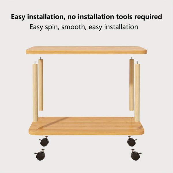 Sturdy Rolling Wooden Side Table with Smooth Wheels - No Leg Design, 2-Tier Storage for Small Spaces - Perfect as Sofa End, Couch, Nightstand or Bedside Table - Modern, Space-Saving Solution for Living Room & Bedroom