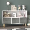 1pc Collapsible Fabric Drawer Bookcase - Stylish Book & Toy Storage Organizer - Space-Saving Design, White/Gray for Home or Kids Room