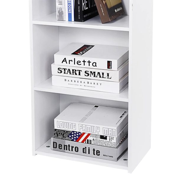5-Tier Bookshelf Narrow Bookcase Wood Cube Storage Freestanding Open Shelf White