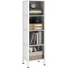 5 Tier Narrow Bookshelf, 4 Cube Bookcase, Slim Corner Open Display Storage Shelf for Small Space, Living Room, Office