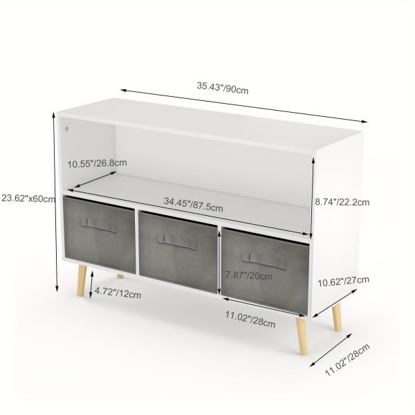 1pc Collapsible Fabric Drawer Bookcase - Stylish Book & Toy Storage Organizer - Space-Saving Design, White/Gray for Home or Kids Room