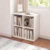 4 Cube Organizer Bookcase - Fabric Storage Bins Container, Open Shelf Simple Compartments Bookshelf, Oak