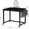 Rolling Computer Desk with 4 Smooth Wheels, Simple Style Mobile Writing Desk Home Office Study Table Movable Workstation with Metal Frame (Black, 32")