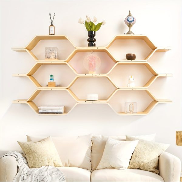 1PC/6PCS Wall Mounted / Free Standing Hexagonal Modular Storage Shelf, Honeycomb Bookshelf, Display Shelf, Art shelves for Living Room, Bedroom, Office