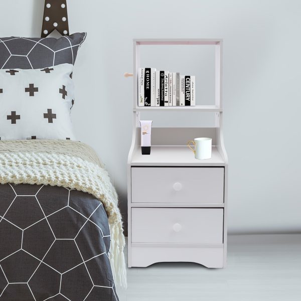 Bedside Table with Storage Shelf - Modern Tall Nightstand for Bedrooms and Living Rooms