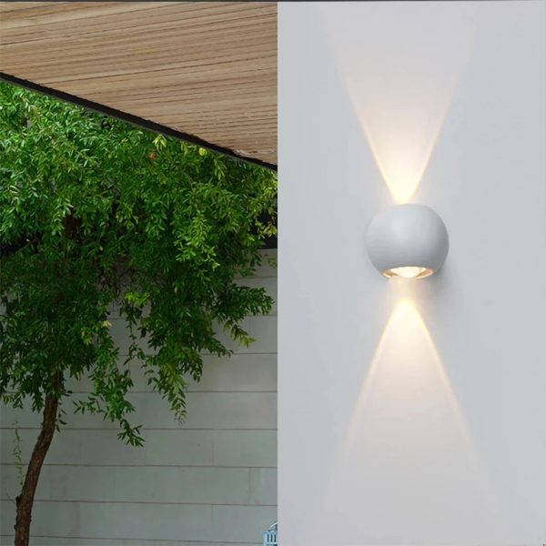 6W Outdoor Waterproof Wall Lamp Round Ball Up and Down Light Fixture Home Lighting Courtyard Light Garage Porch Light Decoration