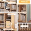 4 Cube Organizer Bookcase - Fabric Storage Bins Container, Open Shelf Simple Compartments Bookshelf, Oak
