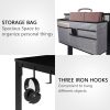 Rolling Computer Desk with 4 Smooth Wheels, Simple Style Mobile Writing Desk Home Office Study Table Movable Workstation with Metal Frame (Black, 32")