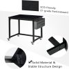 Rolling Computer Desk with 4 Smooth Wheels, Simple Style Mobile Writing Desk Home Office Study Table Movable Workstation with Metal Frame (Black, 32")
