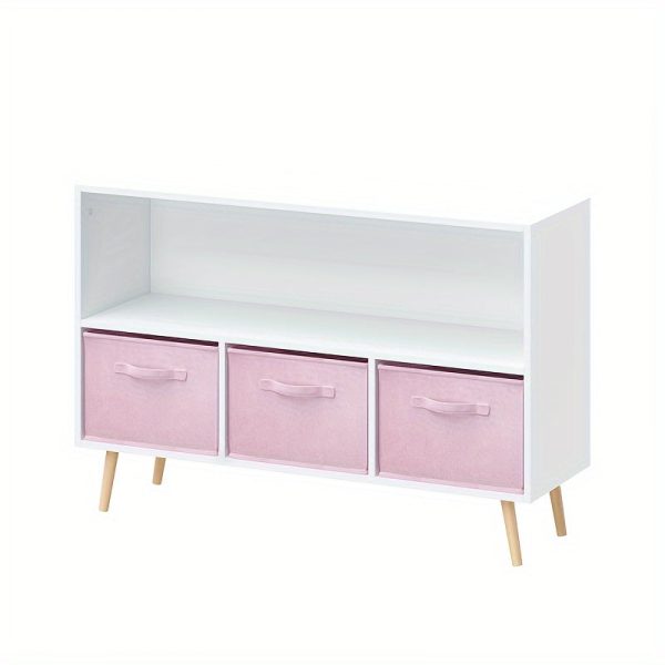 1pc Collapsible Fabric Drawer Bookcase - Stylish Book & Toy Storage Organizer - Space-Saving Design, White/Gray for Home or Kids Room