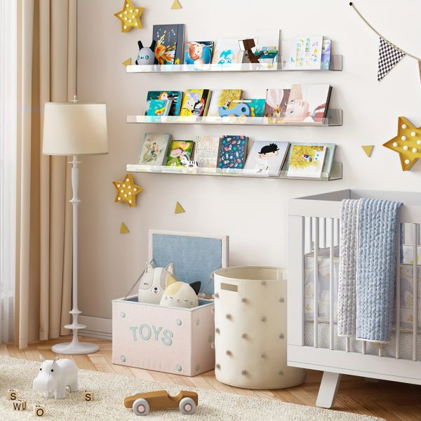 6 Acrylic Shelves, Floating Wall-mounted Shelves, Transparent Display Racks, Invisible Bookshelves, Bathroom Storage Wall Decorations, Space-saving, Easy To Pick Up And Assemble, Simple, Sturdy, Durable 15x3.9 Inches