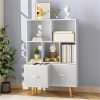 3-level wooden 7-cell bookcase, white minimalism, legged bookcase, open bookcase, nursery children's bookcase and toy storage, freestanding standing cubicle storage rack