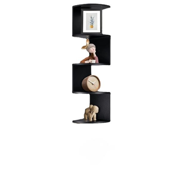 Corner Bookshelf, Rustic Wood Wall Mount Corner Storage Shelves, Easy-to-Assemble Floating Wall Shelf, 5-Tier Corner Shelves