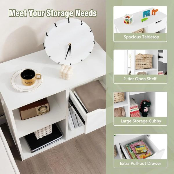 Cube Bookcase with Drawer, 2 Tier Bookshelf for Small Space, Modern Freestanding Display Rack with Open Shelves