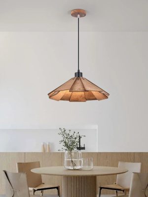 Designer New Wooden Dining Pendant Retro Walnut Home Stay Decorative Lamp Bedroom Study Bar Straw Hat  Cafe Tea Room s