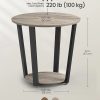End Table, Round Side Table with Storage Shelf, Easy Assembly, Industrial Accent Furniture with Steel Frame