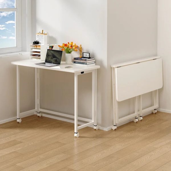 Folding Desk Writing Computer Desk for Home Office, No-Assembly Study Office Desk Foldable Table for Small Spaces