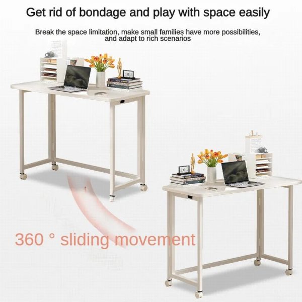 Folding Desk Writing Computer Desk for Home Office, No-Assembly Study Office Desk Foldable Table for Small Spaces