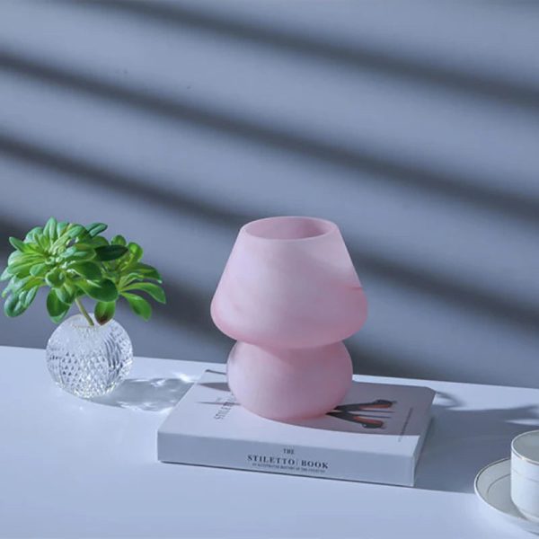 Glass Mushroom Table Lamp for Room Decor LED E14 USB AU CN EU UK US Plug Frosted / Striped 3 Colors Dimmable Vintage Night Light