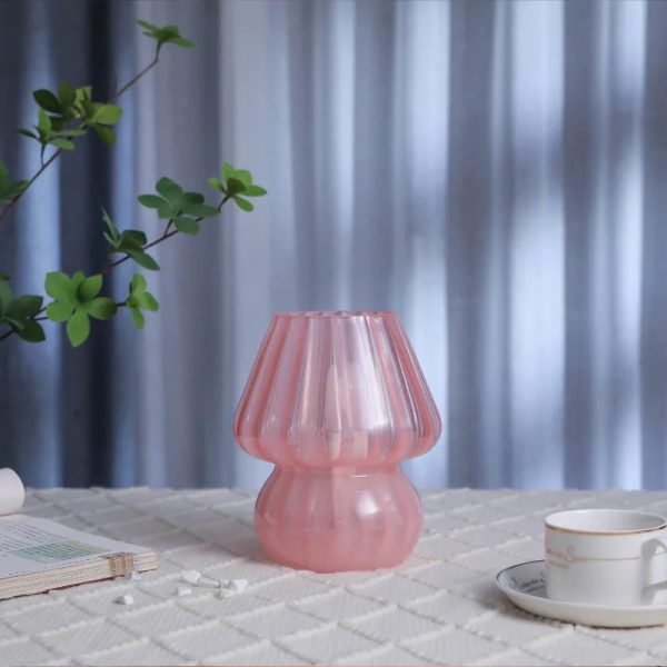 Glass Mushroom Table Lamp for Room Decor LED E14 USB AU CN EU UK US Plug Frosted / Striped 3 Colors Dimmable Vintage Night Light