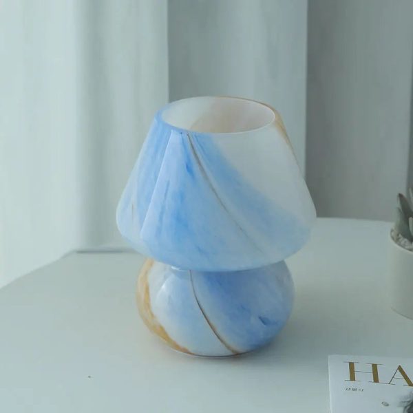 Glass Mushroom Table Lamp for Room Decor LED E14 USB AU CN EU UK US Plug Frosted / Striped 3 Colors Dimmable Vintage Night Light