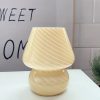Glass Mushroom Table Lamp for Room Decor LED E14 USB AU CN EU UK US Plug Frosted / Striped 3 Colors Dimmable Vintage Night Light