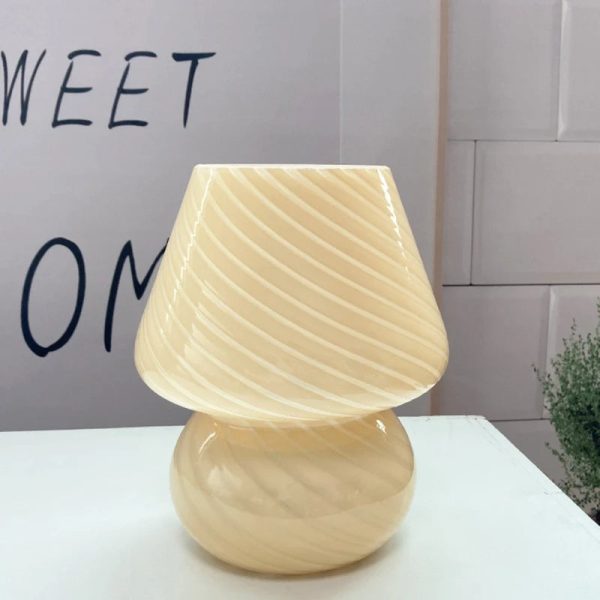 Glass Mushroom Table Lamp for Room Decor LED E14 USB AU CN EU UK US Plug Frosted / Striped 3 Colors Dimmable Vintage Night Light