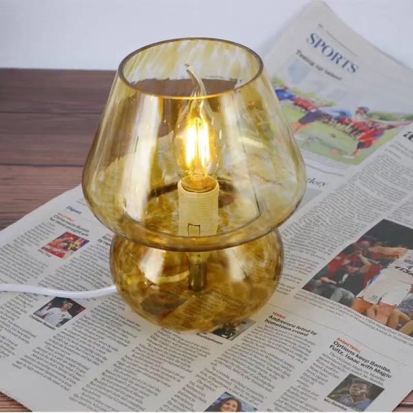 Glass Mushroom Table Lamp for Room Decor LED E14 USB AU CN EU UK US Plug Frosted / Striped 3 Colors Dimmable Vintage Night Light