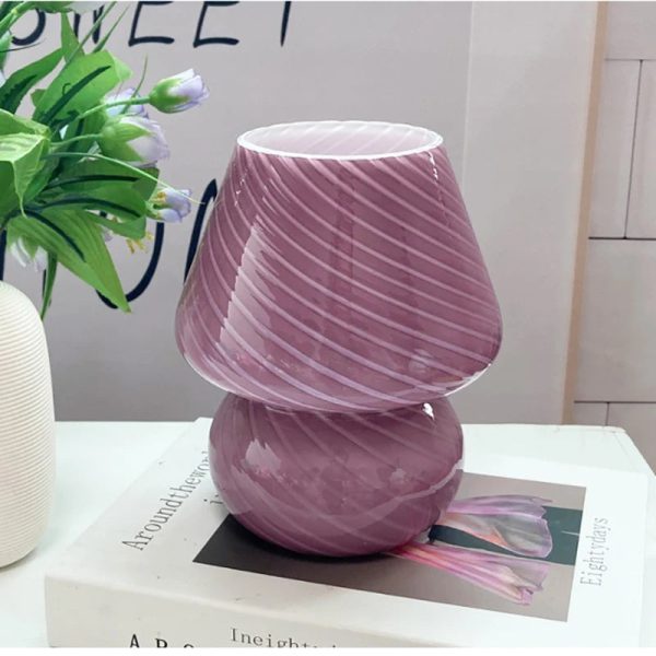 Glass Mushroom Table Lamp for Room Decor LED E14 USB AU CN EU UK US Plug Frosted / Striped 3 Colors Dimmable Vintage Night Light