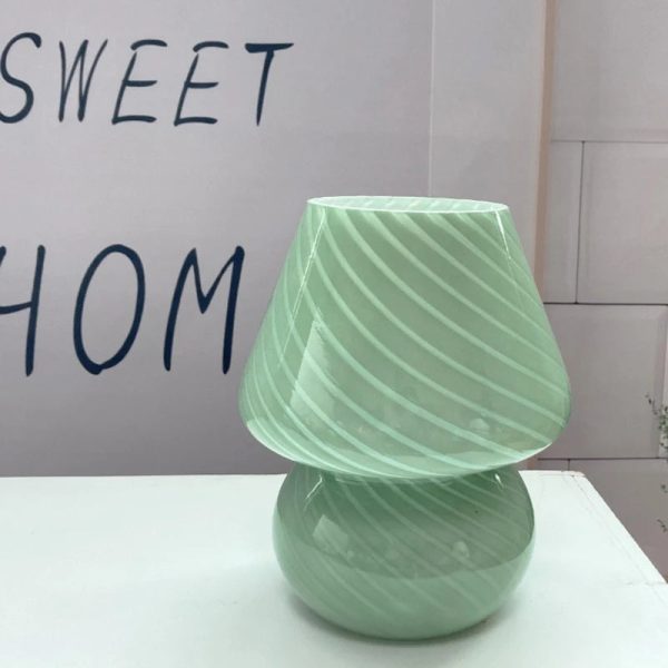 Glass Mushroom Table Lamp for Room Decor LED E14 USB AU CN EU UK US Plug Frosted / Striped 3 Colors Dimmable Vintage Night Light