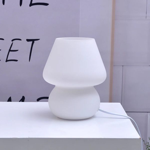 Glass Mushroom Table Lamp for Room Decor LED E14 USB AU CN EU UK US Plug Frosted / Striped 3 Colors Dimmable Vintage Night Light