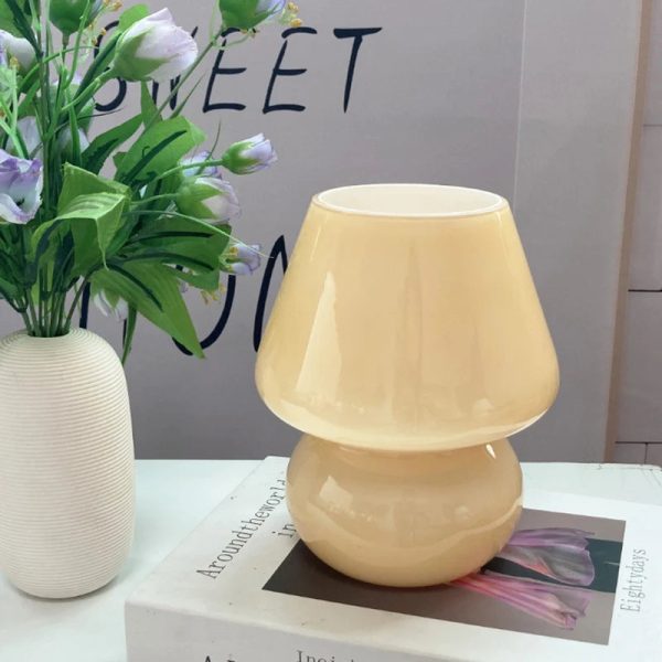 Glass Mushroom Table Lamp for Room Decor LED E14 USB AU CN EU UK US Plug Frosted / Striped 3 Colors Dimmable Vintage Night Light