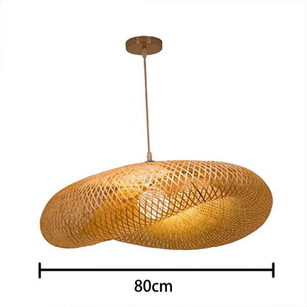HandMade Vintage Bamboo Weaving LED Pendant Light Home Hanging Chandelier Lighting Living Room Kitchen Rattan Woven Pendant Lamp