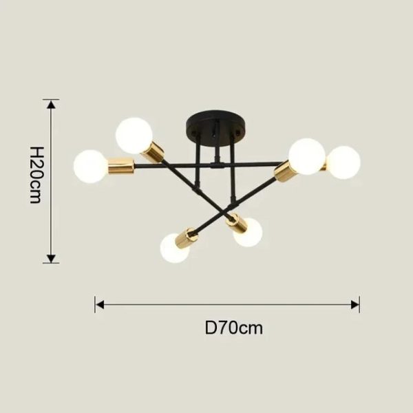Home Lighting Ceiling Lights Fixture Semi Flush Mount Ceiling Lamps Brushed Antique Gold Lighting Home Decor Light Fixtures