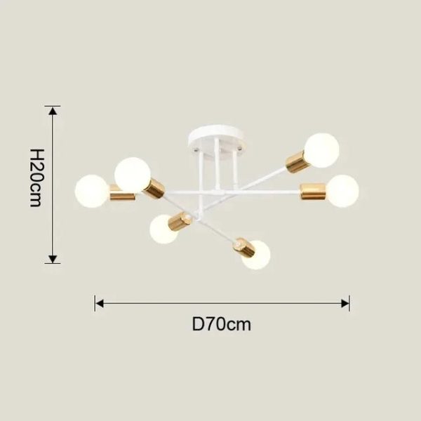Home Lighting Ceiling Lights Fixture Semi Flush Mount Ceiling Lamps Brushed Antique Gold Lighting Home Decor Light Fixtures