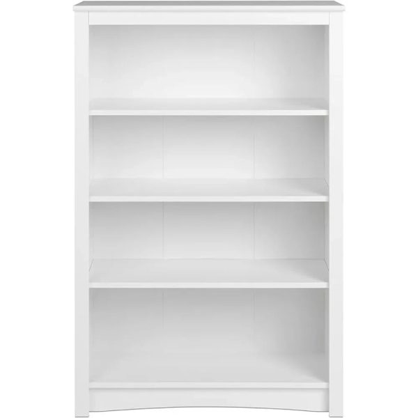 Home Office 4-Shelf Standard Bookcase 31.5 In. W X 48 In. H X 13 In. D White Bookshelf Book Living Room Furniture
