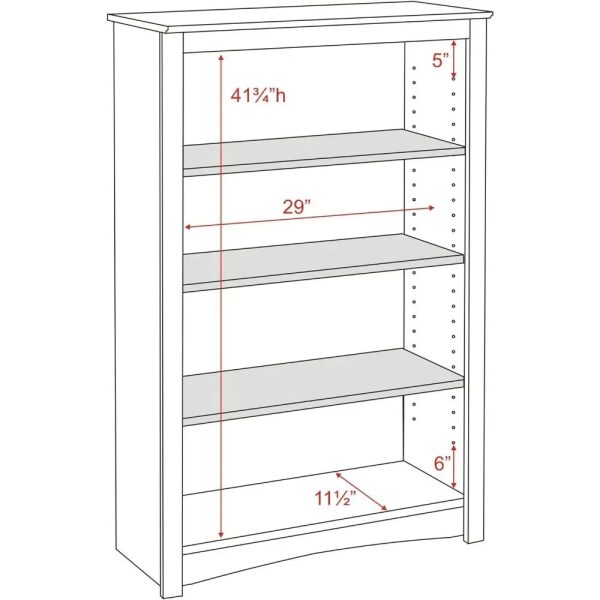 Home Office 4-Shelf Standard Bookcase 31.5 In. W X 48 In. H X 13 In. D White Bookshelf Book Living Room Furniture